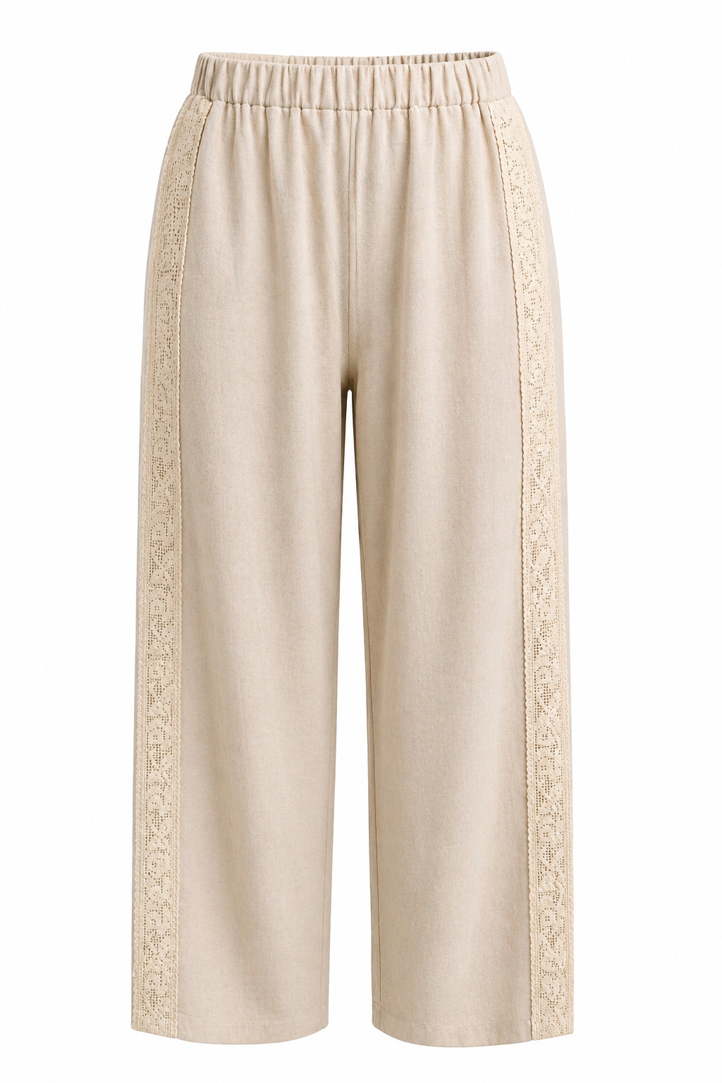 Pantalona de Linho com Renda Lateral